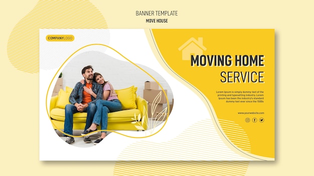 Horizontal Banner Template for House Relocation Services – Free Download