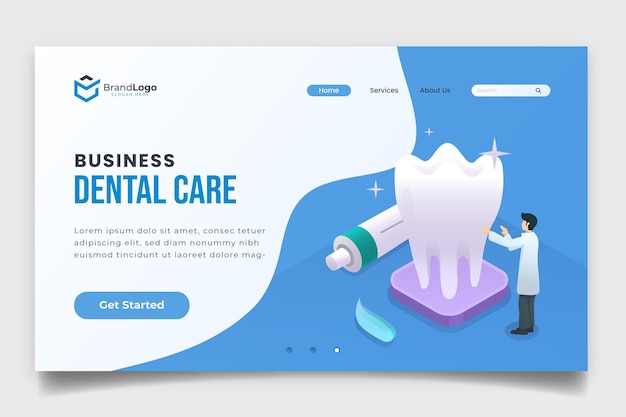 Isometric Business Dental Care Landing Page – Free Download