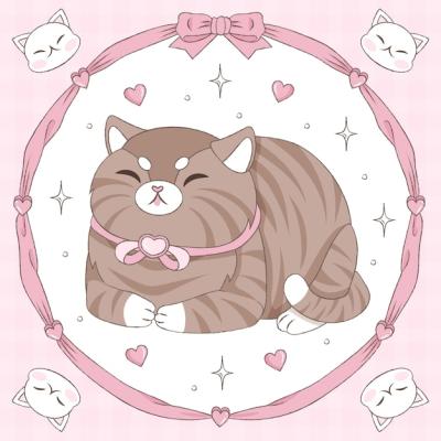 Hand Drawn Fat Cat Cartoon Illustration – Free Download