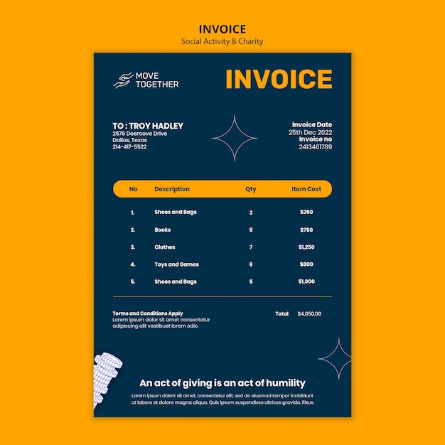 Social Activity Invoice Template – Free Download