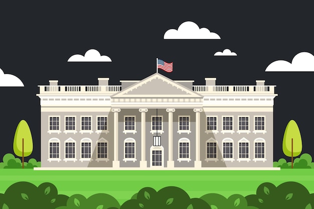 Flat Design White House Illustration – Free Download