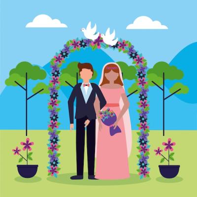 Flat Style Wedding People Vector Templates – Free Download