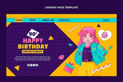 90s Birthday Landing Page Template – Free to Download