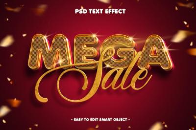 Mega Sale 3D Editable Text Effect with Golden Style for Free Download