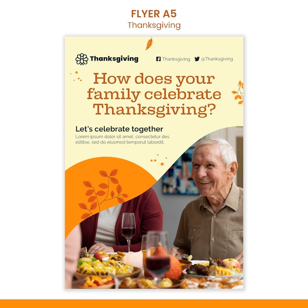 Vertical Thanksgiving Day Print Template – Free Download