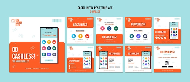 E-wallet Social Media Post Collection – Free Download