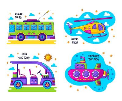 Glitzy Transportation Stickers Set – Free Download