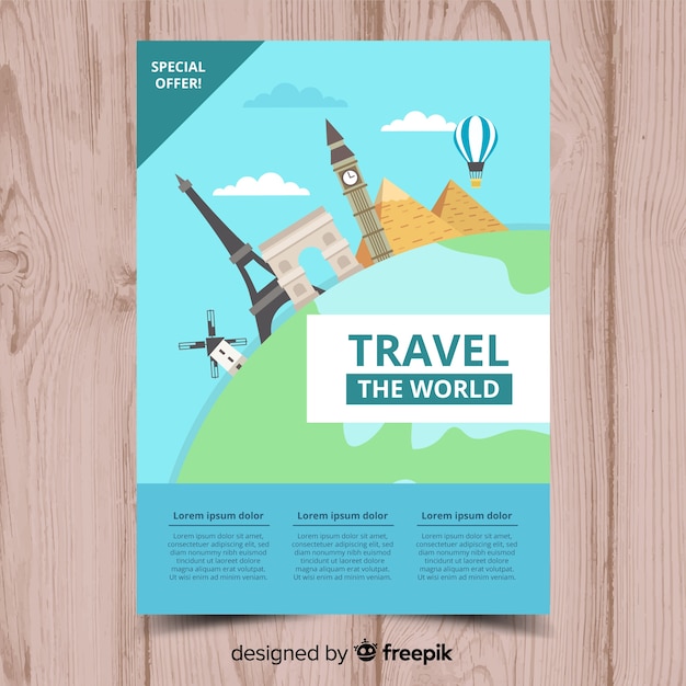 Flat Monuments Travel Flyer – Free Download for Stunning Designs