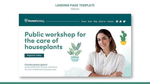 Landing Page Template for Houseplants Care Featuring a Woman – Free Download