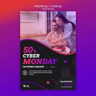 Cyber Monday Concept Poster Template – Free Download