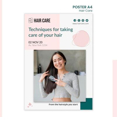 Hair Care Techniques Poster Template – Download Free Stock Photo