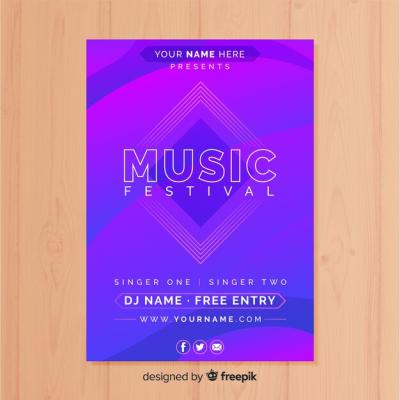 Music Festival Poster Vector Template – Free Download