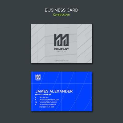 Construction Project Business Card Design – Free Download