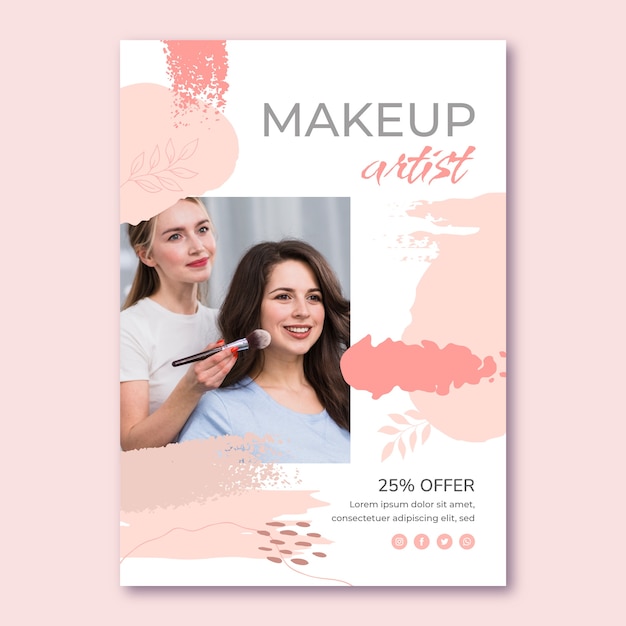 Hand Drawn Makeup Artist Poster Template – Free Download