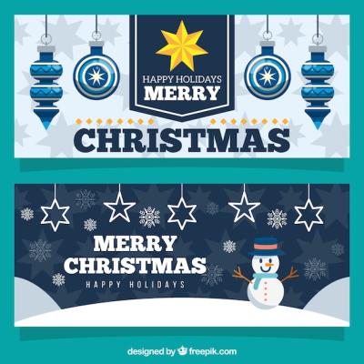 Vintage Christmas Banners – Free Download of Beautiful Vector Templates