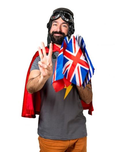 Superhero with Multiple Flags Counting to Three – Free Stock Photo Download