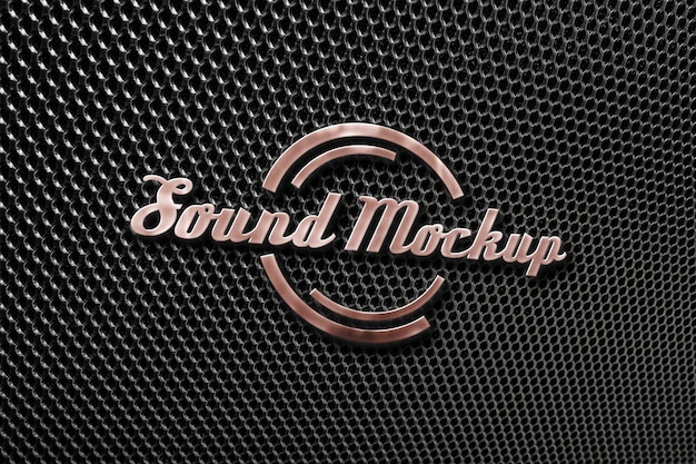 Mock-up Design for Speaker Logo with Metal Grill – Free Download