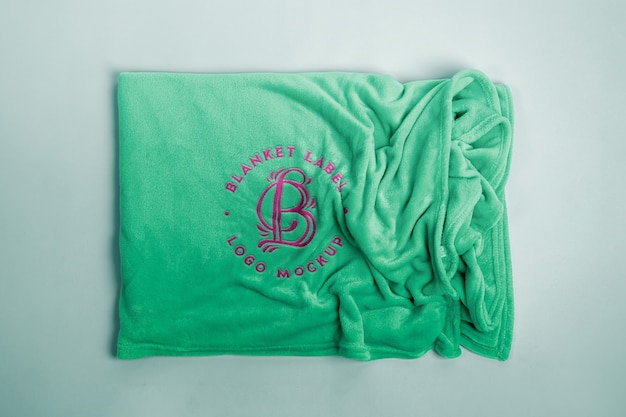 Soft Blanket Mock-up with Embroidered Logo – Free Download