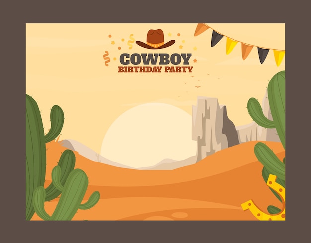 Hand Drawn Cowboy Party Photocall Template – Free to Download