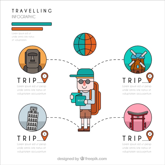 Linear Design Infographic for Travelers – Free Download