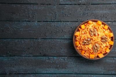 Fresh Carrot Salad with Walnuts and Garlic – Download Free Stock Photo