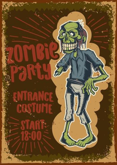 Zombie Illustration Poster Design – Free Download