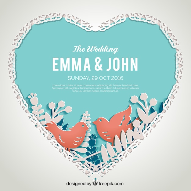 Bird-Themed Flat Wedding Invitation Template – Free Download