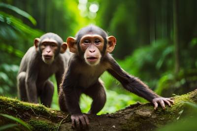 Monkeys in a Lush Forest Surrounded by Greenery – Free Download