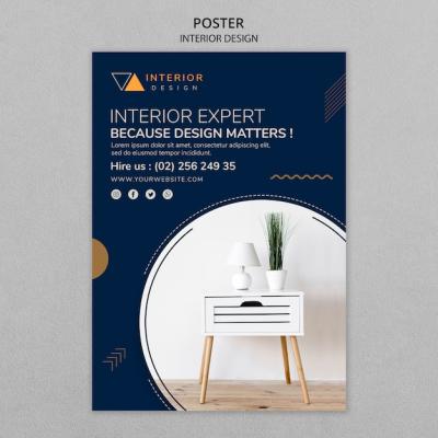 Interior Design Poster Template with Photo – Free to Download