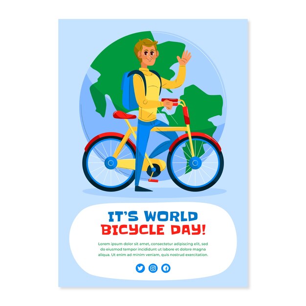 Flat World Bicycle Day Flyer Template – Free Download