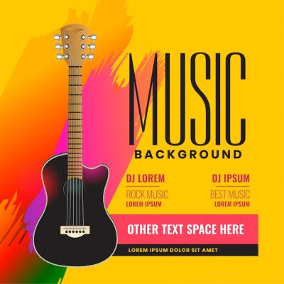 Realistic Acoustic Guitar Musical Flyer Poster – Free Download