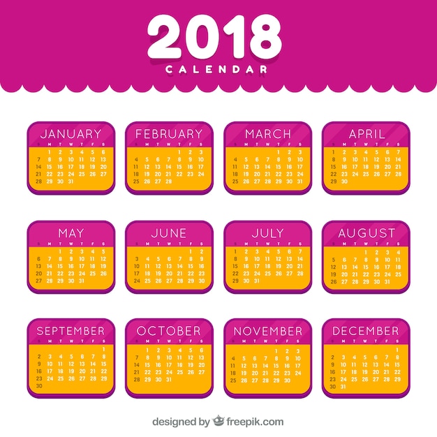 2018 Calendar Vector Template – Free Download