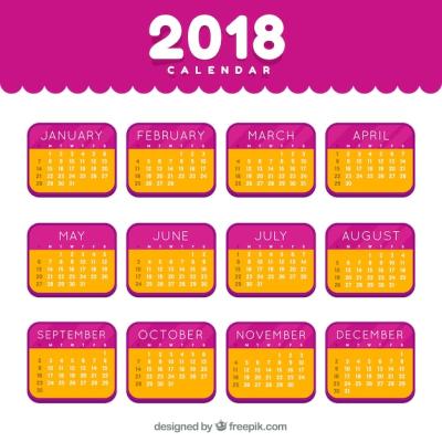 2018 Calendar Vector Template – Free Download