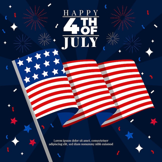 Flat 4th of July Independence Day Illustration – Free Download