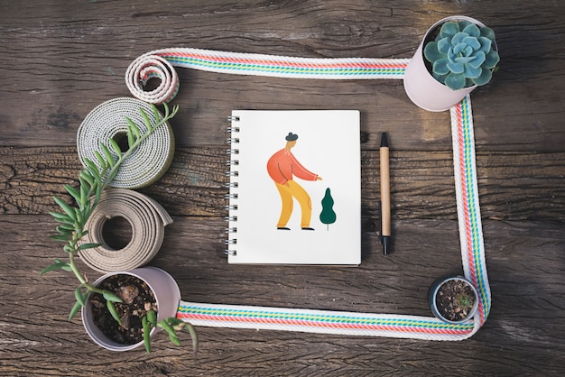 Gardening Concept Notepad Mockup – Free Download