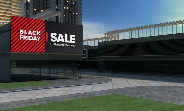 Mega Sign Board Mockup Featuring Black Friday Sale Banner – Free Download