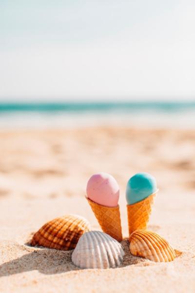 Ice Creams with Shells on the Beach – Free Download