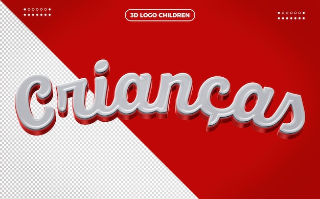 3D Children Logo Design on Red Background – Free Download