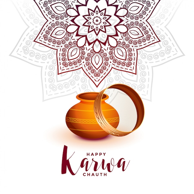 Creative Karwa Chauth Festival Greeting Card Design – Free Download