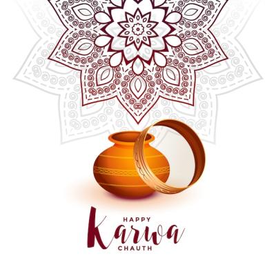 Creative Karwa Chauth Festival Greeting Card Design – Free Download