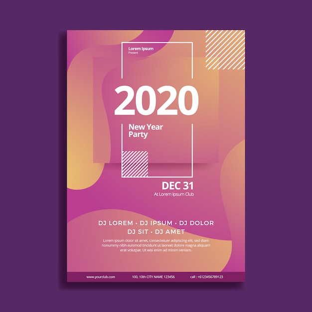 Abstract Template for New Year 2020 Party Poster – Free Download