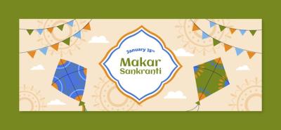 Flat Makar Sankranti Social Media Cover Template – Free Download