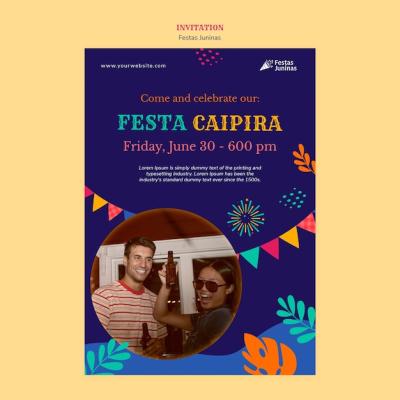 Festas Juninas Celebration Invitation Template – Free Download