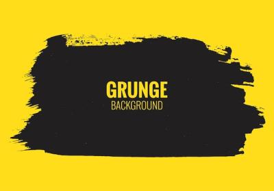 Abstract Black Grunge Stroke on Yellow Background Illustration – Free Download