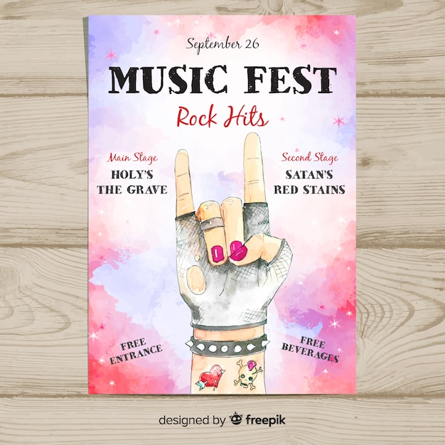 Watercolor Music Festival Poster – Download Free Stock Photo