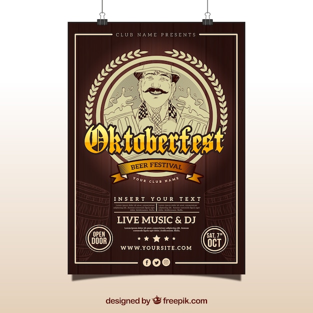 Oktoberfest Vintage Poster Vector Template – Free Download