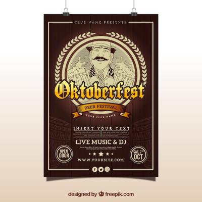 Oktoberfest Vintage Poster Vector Template – Free Download