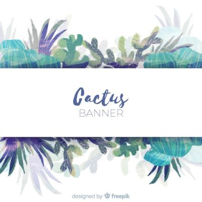 Watercolor Cactus Banner – Free Download