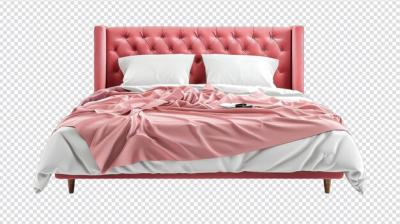 Cozy Bed with Pink Blanket Isolated on White Background for Home Decor – Free Stock Photo Download