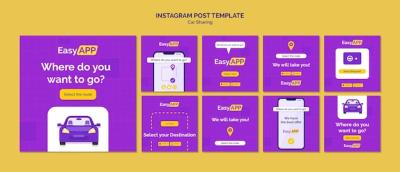 Car Sharing Instagram Posts in Flat Design – Free to Download